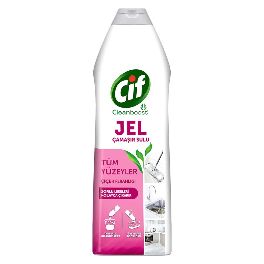 Cif Jel Yüzey Temizleyici Cleanboost Tüm Yüzeyler İçin Leke Çıkarıcı Çamaşır Sulu Çiçek Ferahlığı 750 ML